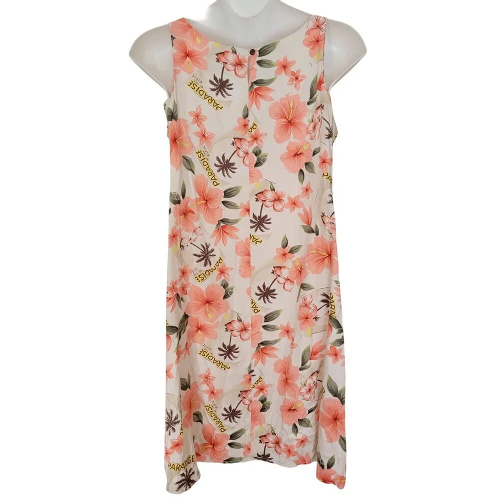 Ho‎ Aloha Tropical Floral Sleeveless Sheath Dress XL Rayon Made In Hawaii